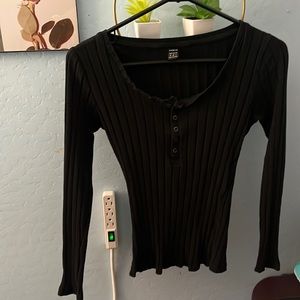 Black half button up shirt..